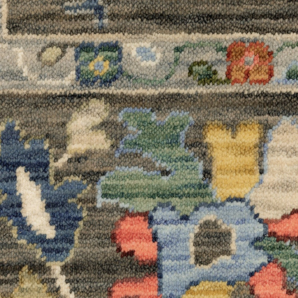 Homeroots 2' Cozy Gray Oriental Area Rug With Fringe - Elevate Your Space With Timeless Style And Warmth 12' Runner Wool Blend 576167