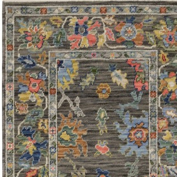 Homeroots 2' Cozy Gray Oriental Area Rug With Fringe - Elevate Your Space With Timeless Style And Warmth 12' Runner Wool Blend 576167