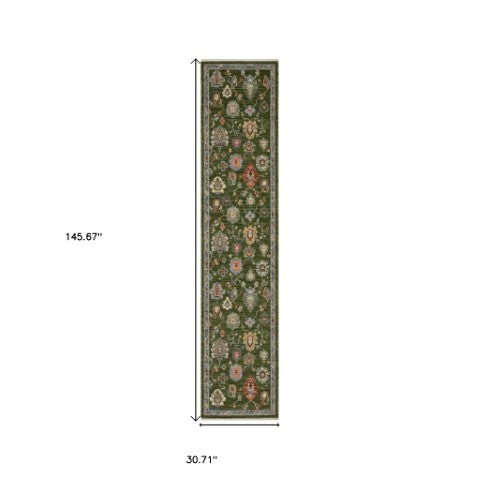 Homeroots 2' Yellow Oriental Area Rug With Fringe - Timeless Design For Cozy Home Decor And Warmth 12' Runner Wool Blend 576169