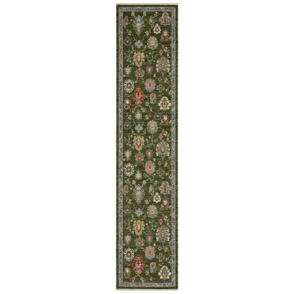 Homeroots 2' Yellow Oriental Area Rug With Fringe - Timeless Design For Cozy Home Decor And Warmth 12' Runner Wool Blend 576169