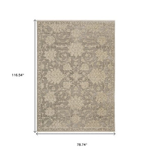 Homeroots 10' Stunning Floral Area Rug With Fringe - Stain Resistant, Perfect For Homes With Kids And Pets 7' X 10' Polyester 576171