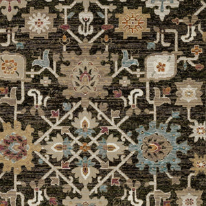 Homeroots 2' Elegant Brown Oriental Area Rug - Stain Resistant, Soft Texture, Perfect For Homes With Kids & Pets 5' X 7' Polypropylene 576174