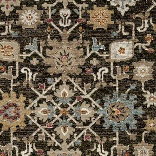 Homeroots 2' Elegant Brown Oriental Area Rug - Stain Resistant, Soft Texture, Perfect For Homes With Kids & Pets 5' X 7' Polypropylene 576174