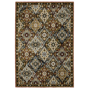 Homeroots 2' Charming Medallion Area Rug In Red, Yellow & Ivory - Stain Resistant For Homes With Kids & Pets 5' X 7' Polypropylene 576175