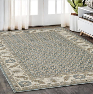 Homeroots 2' Blue Oriental Area Rug – Elegant Power Loom Design, Stain Resistant, Perfect For Pet-friendly Spaces 5' X 7' Polypropylene 576178