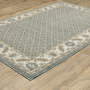 Homeroots 2' Blue Oriental Area Rug – Elegant Power Loom Design, Stain Resistant, Perfect For Pet-friendly Spaces 5' X 7' Polypropylene 576178