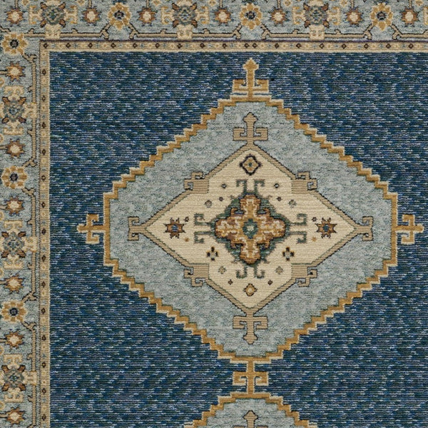 Homeroots 2' Blue Medallion Area Rug – Stain-resistant Power Loom Design For Stylish Spaces With Kids & Pets 5' X 7' Polypropylene 576179