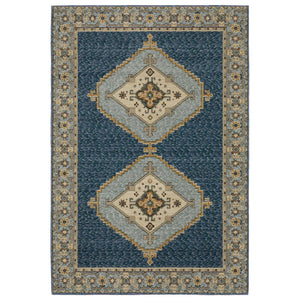 Homeroots 2' Blue Medallion Area Rug – Stain-resistant Power Loom Design For Stylish Spaces With Kids & Pets 5' X 7' Polypropylene 576179