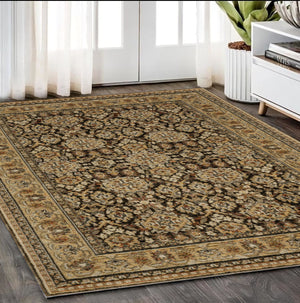 Homeroots 2' Brown Oriental Area Rug - Elegant Design, Stain Resistant, Perfect For Homes With Kids And Pets 5' X 7' Polypropylene 576180