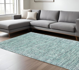 Homeroots 5' Hand Tufted Area Rug In Blue And Teal - Enhance Your Space With Comfort And Style Today! 8' X 10' Wool Blend 576185