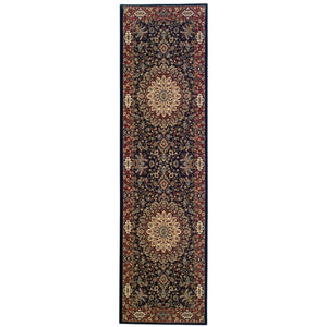 HomeRoots 6' Blue Oriental Round Rug - Elegant Design, Durable & Stain-Resistant for High-Traffic Spaces 9' Runner 576193