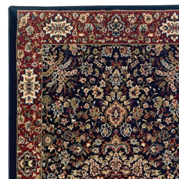 HomeRoots 6' Blue Oriental Round Rug - Elegant Design, Durable & Stain-Resistant for High-Traffic Spaces 9' Runner 576193