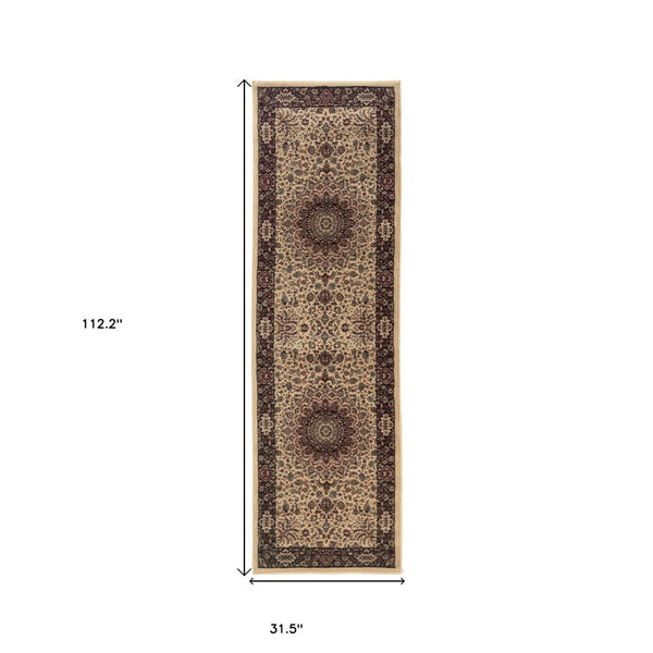 HomeRoots 6' Blue Oriental Round Rug - Elegant Design, Durable & Stain-Resistant for High-Traffic Spaces 9' Runner 576194