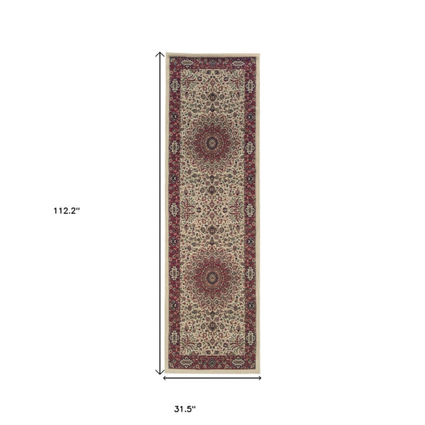 HomeRoots 6' Blue Oriental Round Rug - Elegant Design, Durable & Stain-Resistant for High-Traffic Spaces 9' Runner 576195