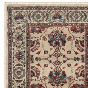HomeRoots 6' Ivory Floral Round Rug - Elegant, Durable, Stain-Resistant Design for Timeless Home Décor Appeal 9' Runner 576196
