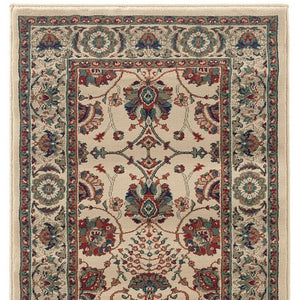 HomeRoots 6' Ivory Floral Round Rug - Elegant, Durable, Stain-Resistant Design for Timeless Home Décor Appeal 9' Runner 576196