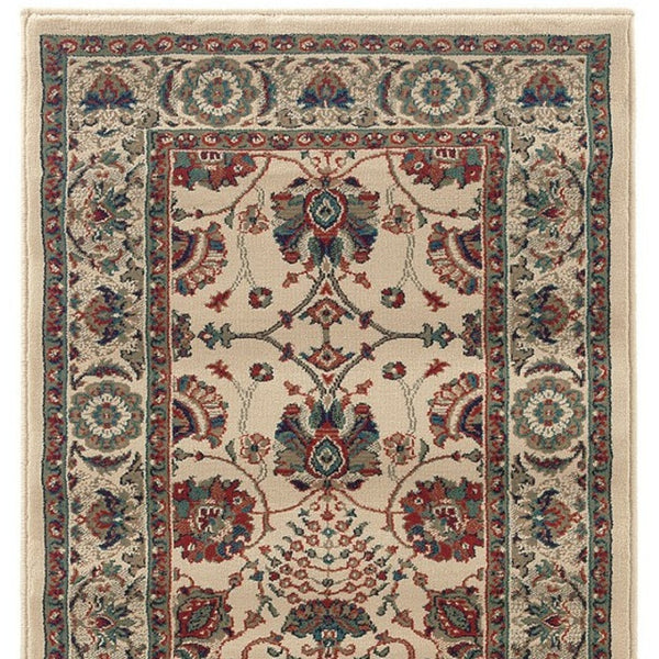 HomeRoots 6' Ivory Floral Round Rug - Elegant, Durable, Stain-Resistant Design for Timeless Home Décor Appeal 9' Runner 576196