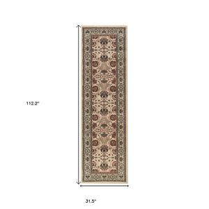 HomeRoots 6' Ivory Floral Round Rug - Elegant, Durable, Stain-Resistant Design for Timeless Home Décor Appeal 9' Runner 576196