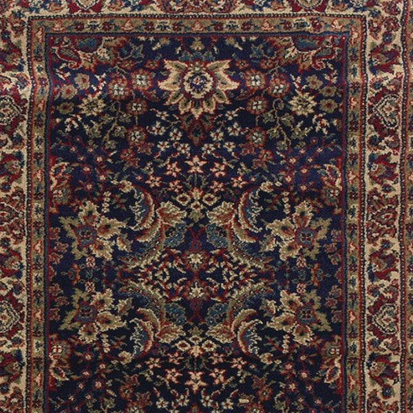 HomeRoots 6' Elegant Round Oriental Rug in Ivory, Black & Red - Timeless Style for Modern Spaces 9' Runner 576197