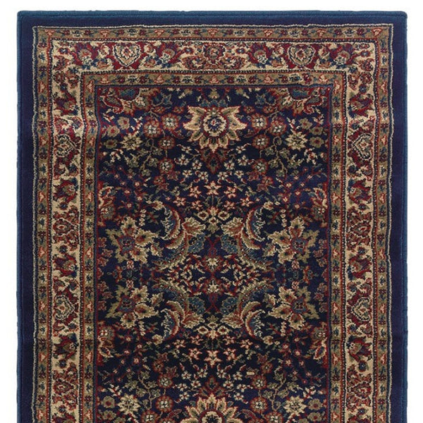 HomeRoots 6' Elegant Round Oriental Rug in Ivory, Black & Red - Timeless Style for Modern Spaces 9' Runner 576197