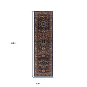 HomeRoots 6' Elegant Round Oriental Rug in Ivory, Black & Red - Timeless Style for Modern Spaces 9' Runner 576197