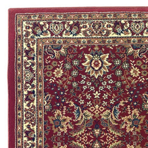 HomeRoots 6' Elegant Round Oriental Rug in Ivory, Black & Red - Timeless Style for Modern Spaces 9' Runner 576198