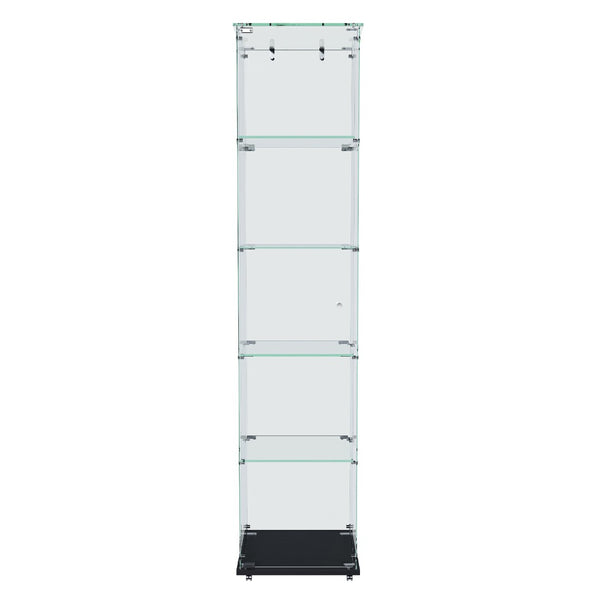 English Elm Premium 5-Tier Glass Display Case With Led Lighting, Stylish Design For Collectibles, Home & Office W2700P353066-GIGA