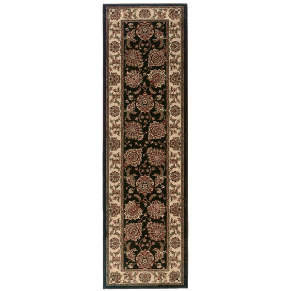 HomeRoots 6' Brown And Ivory Oriental Round Rug - Timeless Geometric Design for Elegant Living Spaces 9' Runner 576203