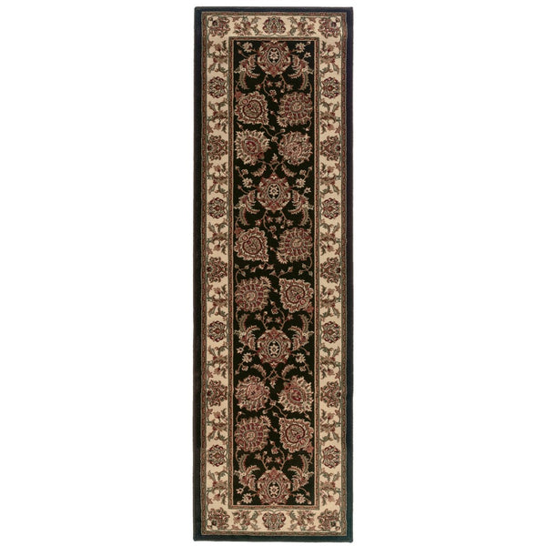 HomeRoots 6' Brown And Ivory Oriental Round Rug - Timeless Geometric Design for Elegant Living Spaces 9' Runner 576203
