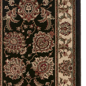 HomeRoots 6' Brown And Ivory Oriental Round Rug - Timeless Geometric Design for Elegant Living Spaces 9' Runner 576203