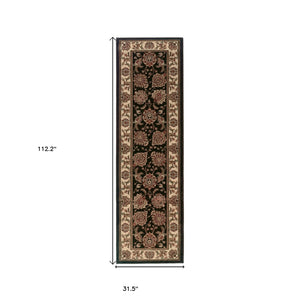 HomeRoots 6' Brown And Ivory Oriental Round Rug - Timeless Geometric Design for Elegant Living Spaces 9' Runner 576203
