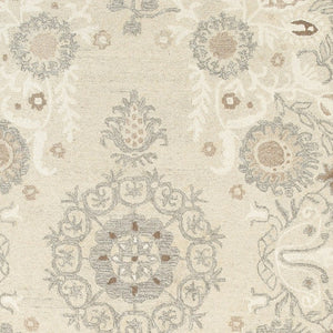Homeroots 4' Sand Wool Floral Hand Tufted Area Rug - Elevate Your Living Space With Elegant Design And Comfort 8' X 10' Wool 576207