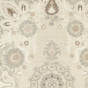 Homeroots 4' Sand Wool Floral Hand Tufted Area Rug - Elevate Your Living Space With Elegant Design And Comfort 8' X 10' Wool 576207