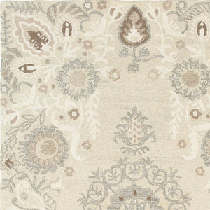 Homeroots 4' Sand Wool Floral Hand Tufted Area Rug - Elevate Your Living Space With Elegant Design And Comfort 8' X 10' Wool 576207