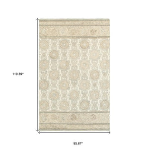 Homeroots 4' Elegant Hand-tufted Wool Floral Area Rug In Ash Gray - Perfect For Enhancing Your Living Space 8' X 10' Wool 576209