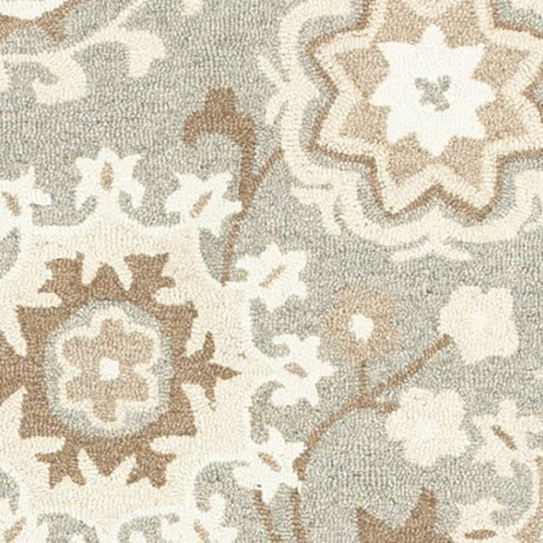 Homeroots 4' Gray Floral Hand-tufted Wool Area Rug - Elegant Design To Elevate Your Living Space Decor 8' X 10' Wool 576210