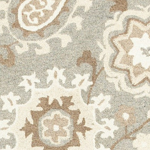 Homeroots 4' Gray Floral Hand-tufted Wool Area Rug - Elegant Design To Elevate Your Living Space Decor 8' X 10' Wool 576210