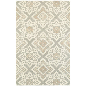 HomeRoots 4' Gray and Sand Wool Geometric Area Rug - Hand-Tufted Modern Design for Any Space's Warmth 8' X 10' 576211