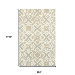 Homeroots 4' Stylish Gray Wool Geometric Hand-tufted Area Rug For Cozy Home Décor And Warmth 8' X 10' Wool 576211