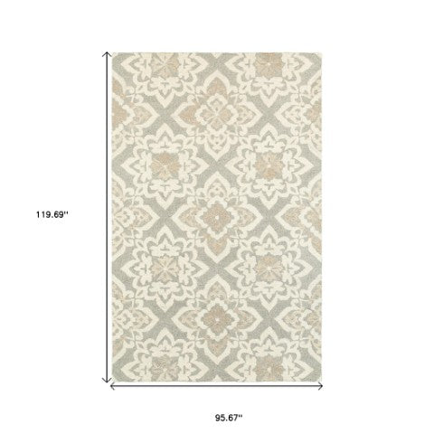 Homeroots 4' Stylish Gray Wool Geometric Hand-tufted Area Rug For Cozy Home Décor And Warmth 8' X 10' Wool 576211