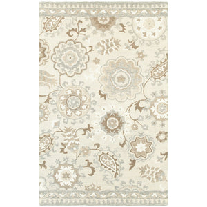 Homeroots 4' Ivory Floral Hand-tufted Area Rug - Elegant Wool Design For Cozy, Neutral Home Decor Solutions 8' X 10' Wool 576212