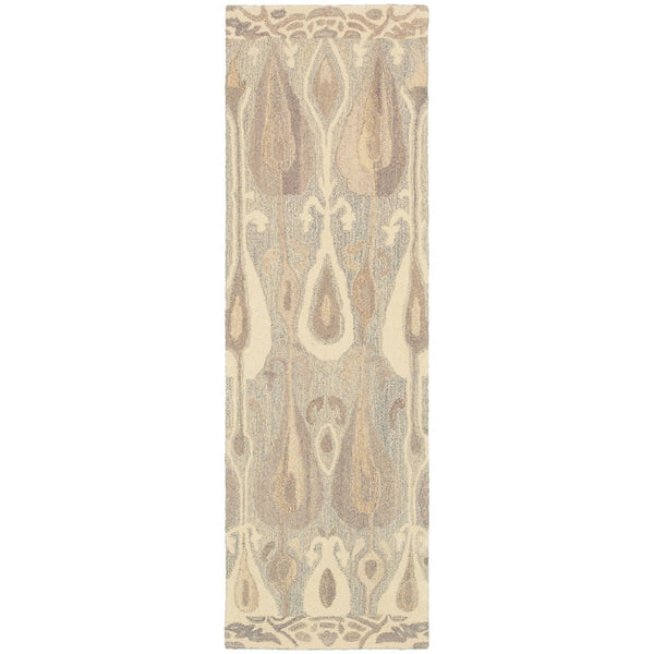 HomeRoots 4' Modern Abstract Gray and Beige Wool Hand-Tufted Area Rug for Cozy Living Rooms and Bedrooms 8' Runner 576213