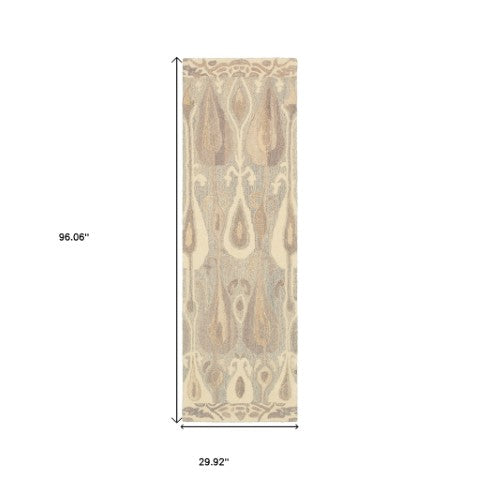 Homeroots 4' Gray Wool Abstract Hand Tufted Area Rug - Elevate Your Space With Stylish Neutral Elegance 8' Runner Wool 576213