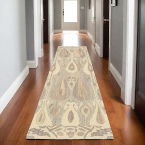 Homeroots 4' Gray Wool Abstract Hand Tufted Area Rug - Elevate Your Space With Stylish Neutral Elegance 8' Runner Wool 576213