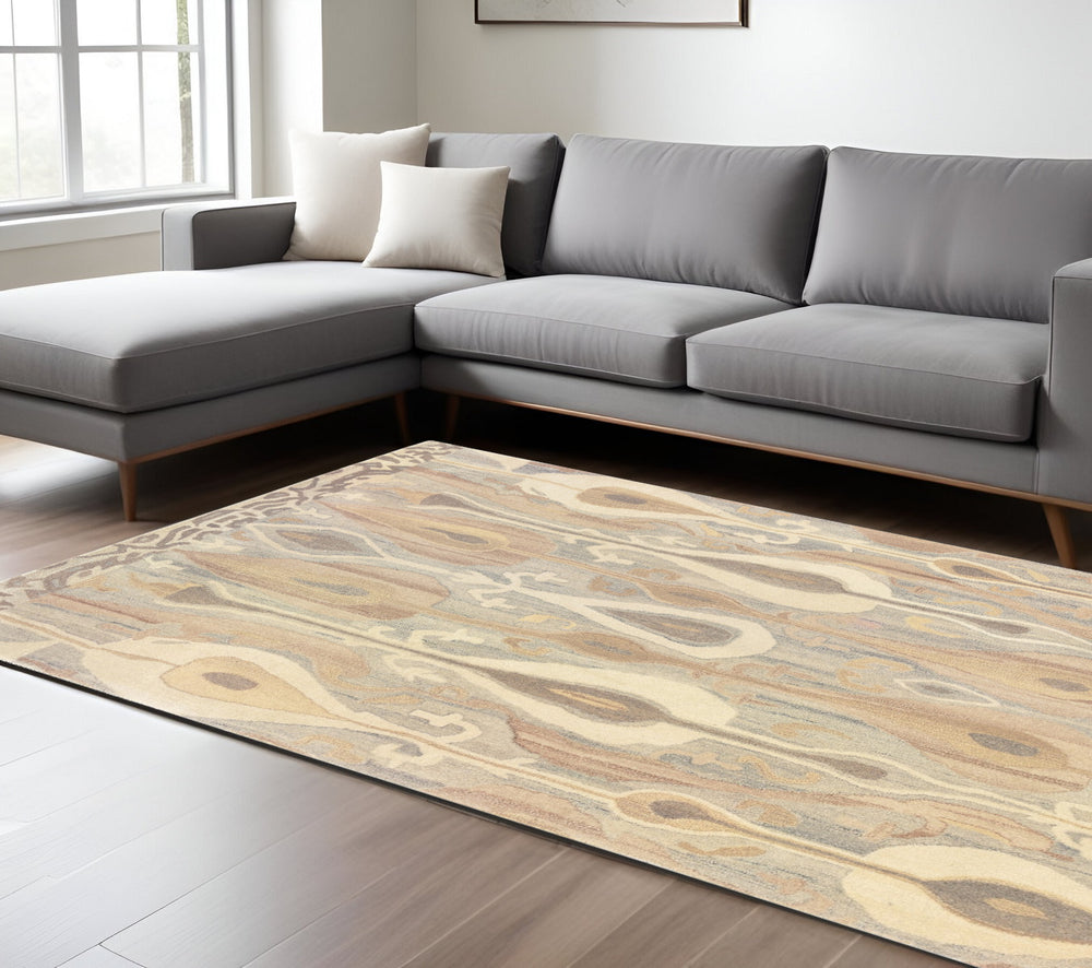 Homeroots 4' Gray Wool Abstract Hand Tufted Area Rug - Elevate Your Space With Stylish Neutral Elegance 8' X 10' Wool 576214