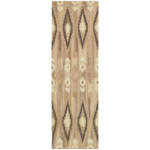 HomeRoots 4' Abstract Hand-Tufted Wool Area Rug in Beige and Ivory - Elevate Your Space with Style and Comfort 8' Runner 576215