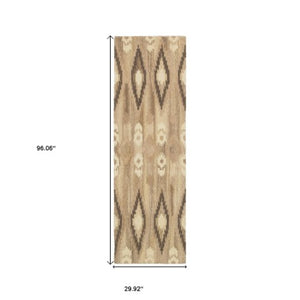 Homeroots 4' Beige Wool Abstract Hand-tufted Area Rug - Stylish, Artistic Design Perfect For Any Home Decor 8' Runner Wool 576215
