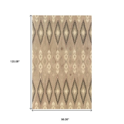 Homeroots 4' Beige Wool Abstract Hand-tufted Area Rug - Stylish, Artistic Design Perfect For Any Home Decor 8' X 10' Wool 576216
