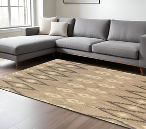 Homeroots 4' Beige Wool Abstract Hand-tufted Area Rug - Stylish, Artistic Design Perfect For Any Home Decor 8' X 10' Wool 576216