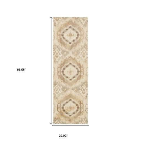 Homeroots 4' Abstract Beige And Ivory Hand-tufted Wool Area Rug - Stylish Design For Cozy Home Décor 8' Runner Wool 576217